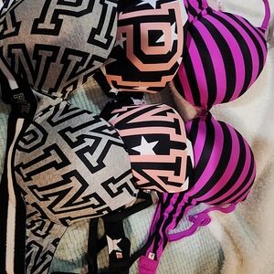 Victoria's Secret Pink and Black Bra Set
